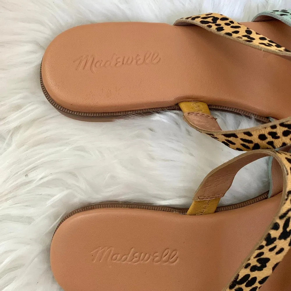 NEW Madewell The Ilana Slide Sandal in Calf Hair in Seaside Blue Wash - Image 5