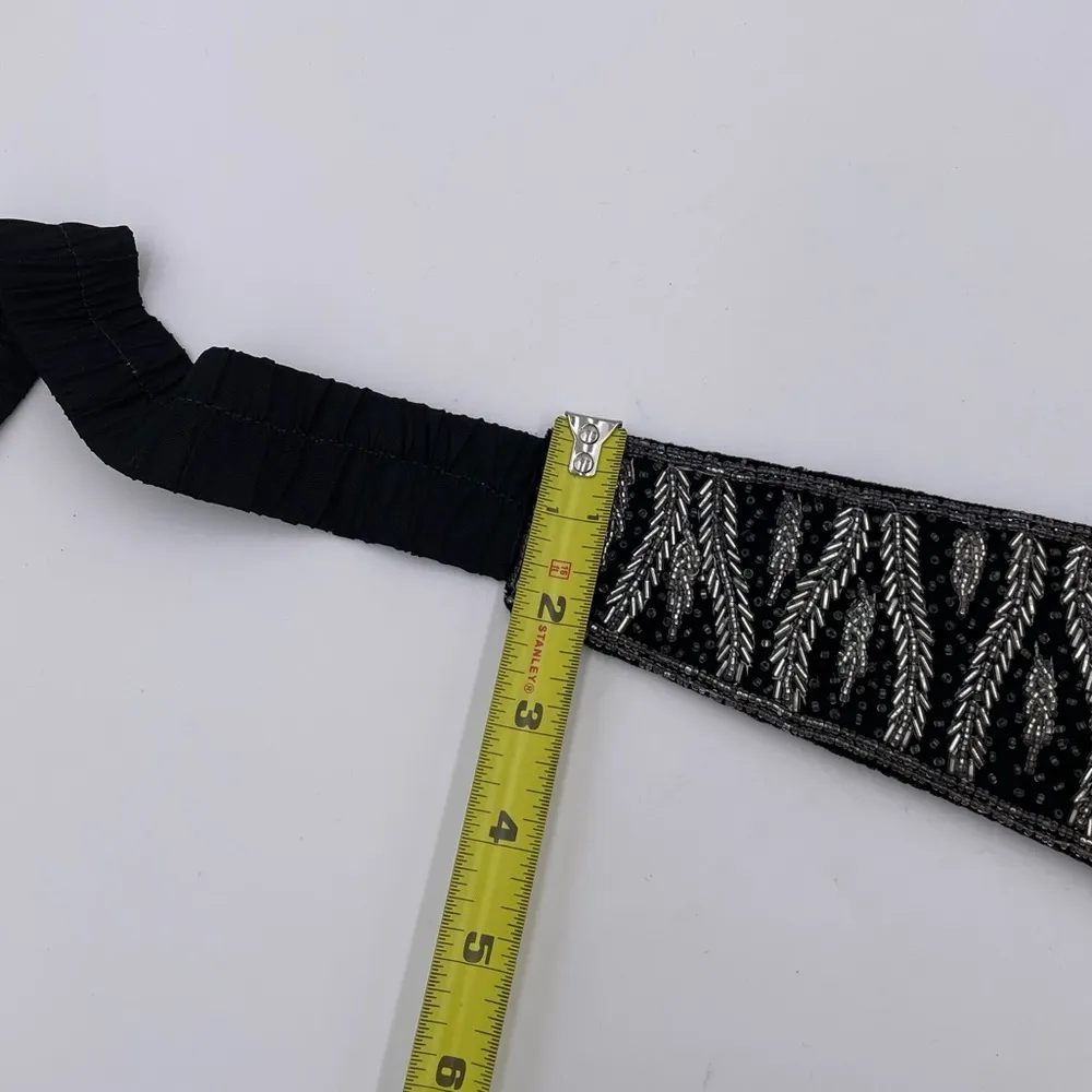 Vintage 80s 90s Jeffrey Lawrence for Lawrence Bentley Beaded Fabric Belt Black - Image 11