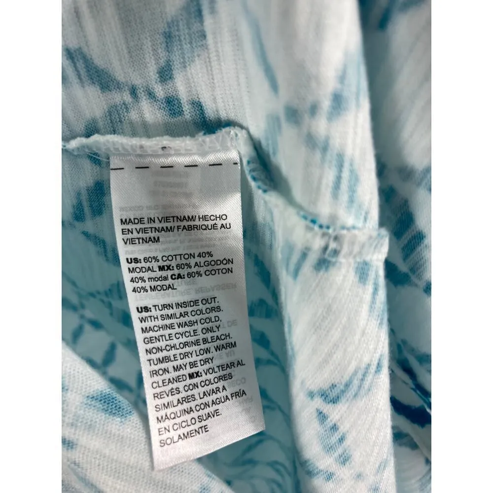 Chicos Button Back Slub Tee - Blue White Size 1 / Medium - Image 6