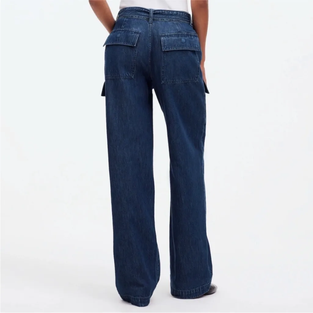 Madewell Belted Wide-Leg Cargo jeans in Marlberry Wash Size 32 - Image 2