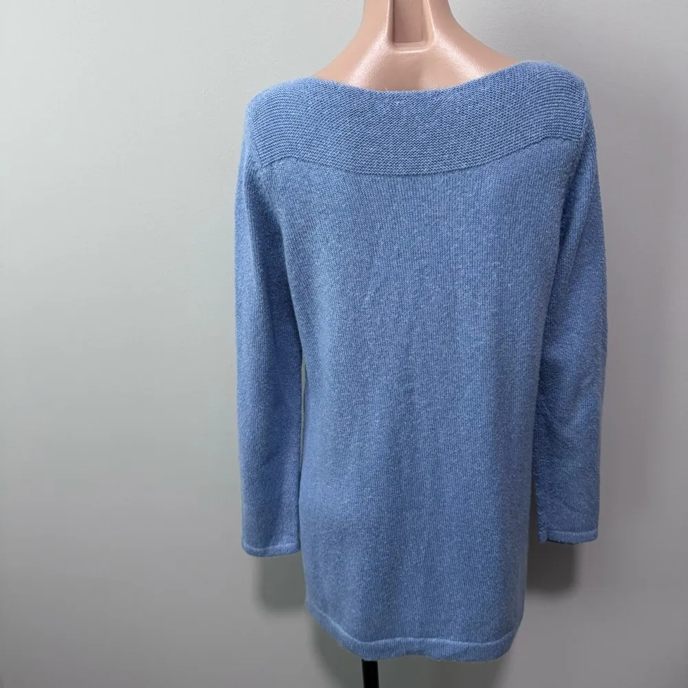 J. Jill Light Blue Sweater Tunic Knit Boat Neck Small - Image 4