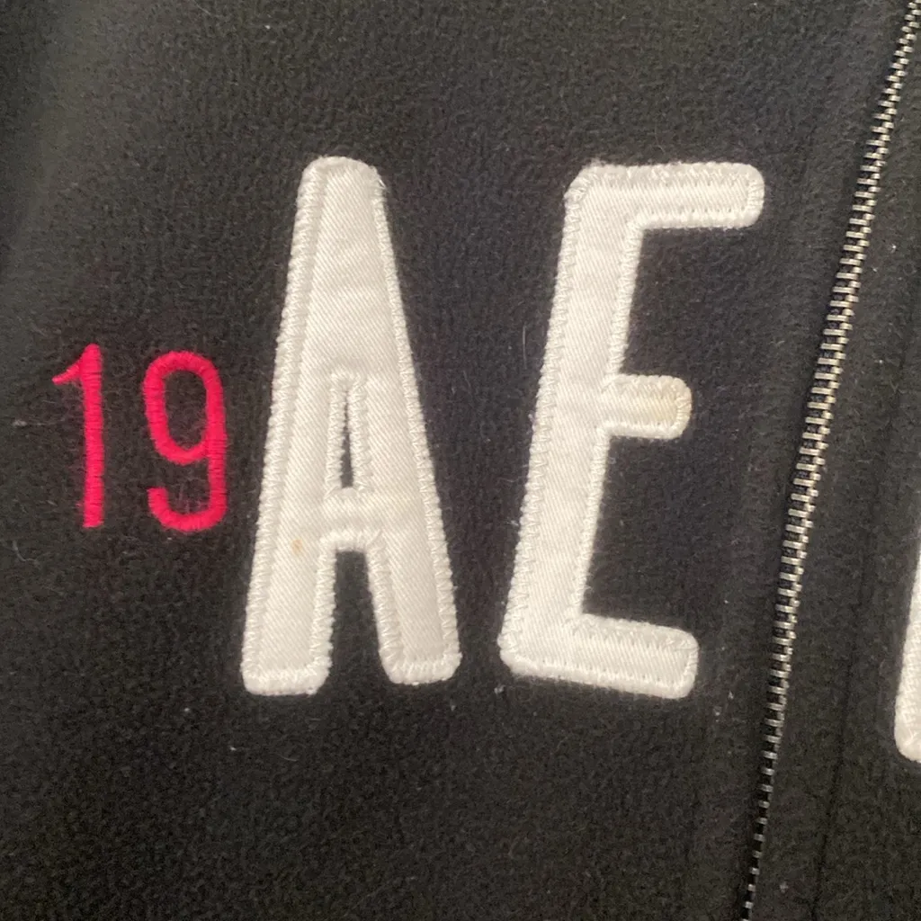 Aeropostale Women’s Full Zip Black and Pink Fleece Hoodie - Image 4