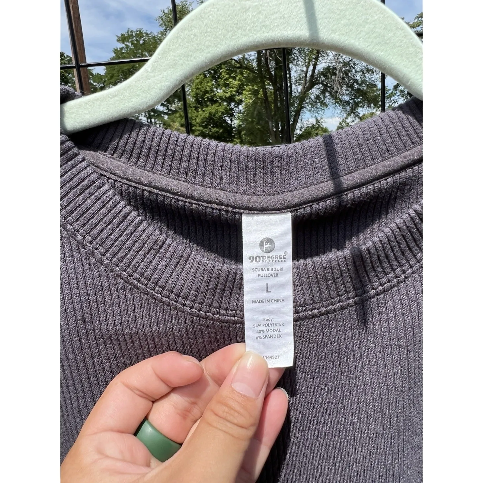 90 Degree By Reflex Cropped Ribbed Crewneck Dark Grey Size Large Women's Gray - Image 3