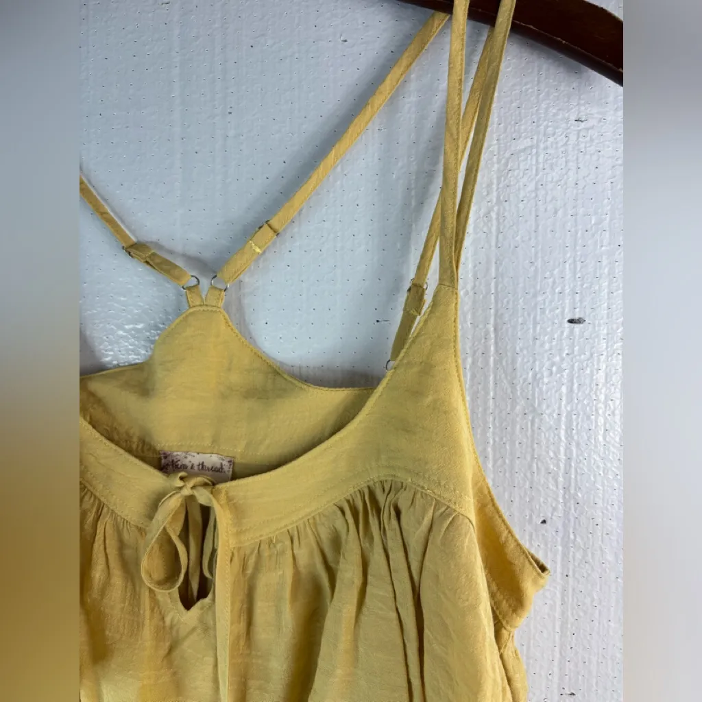 Hem & Thread M Strappy Ruffle Golden Tiered Ruffle Layer Crop Top - Image 3