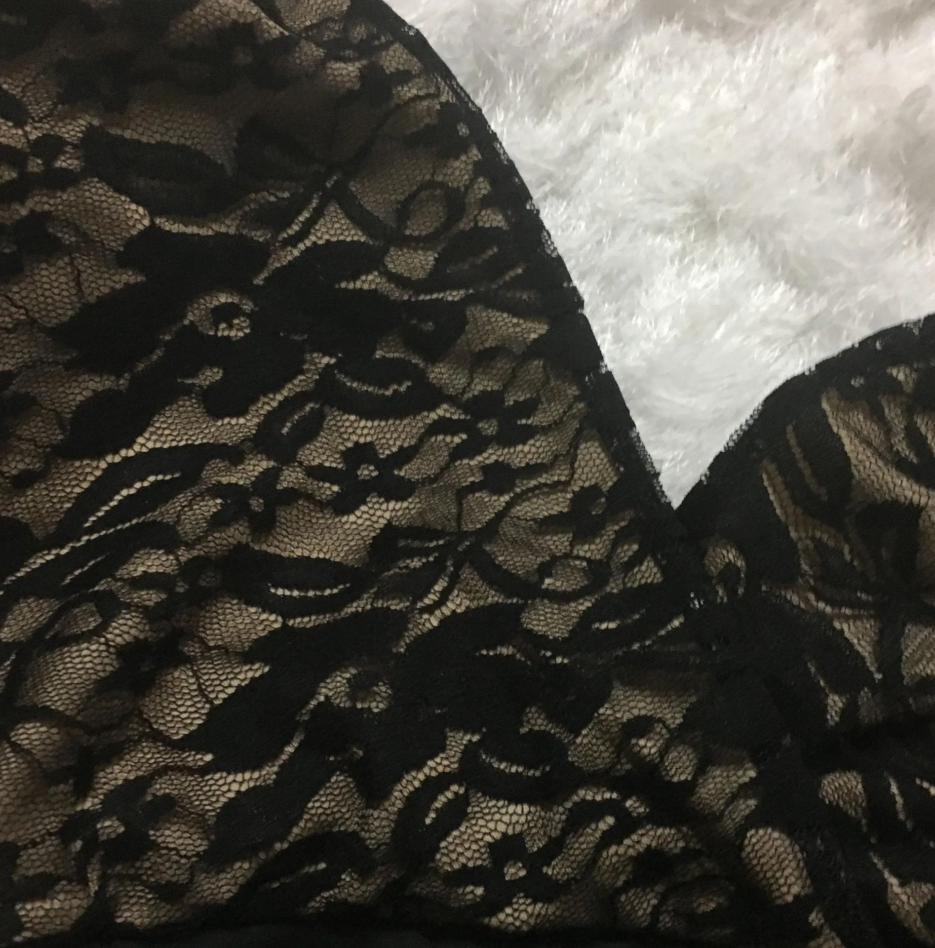 Low Cut Lace Bodycon Midi Dress Black - Image 4