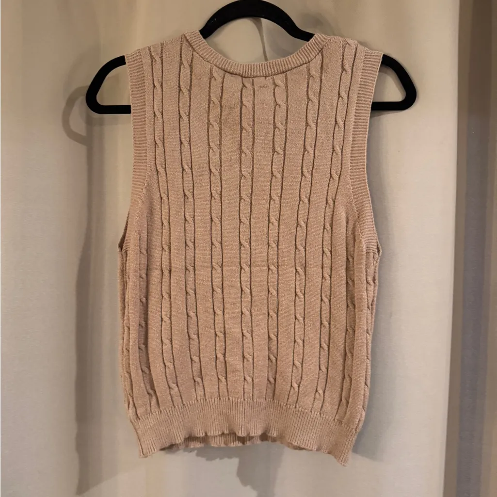 Women’s Tan Haute Monde Knit Sleeveless Sweater Vest - Image 2
