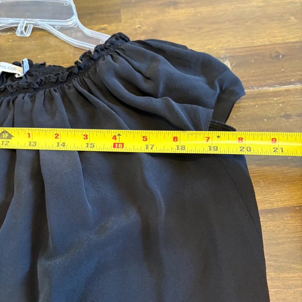 See By Chloe Back Sheer Top Blouse Ruffle Stretch Collar 6 Whimsigoth Silk - Image 4