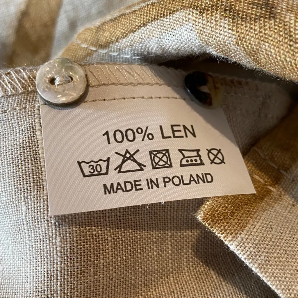 iLinen Classic Button Down Shirt Natural Zebra Size XS Tan - Image 10