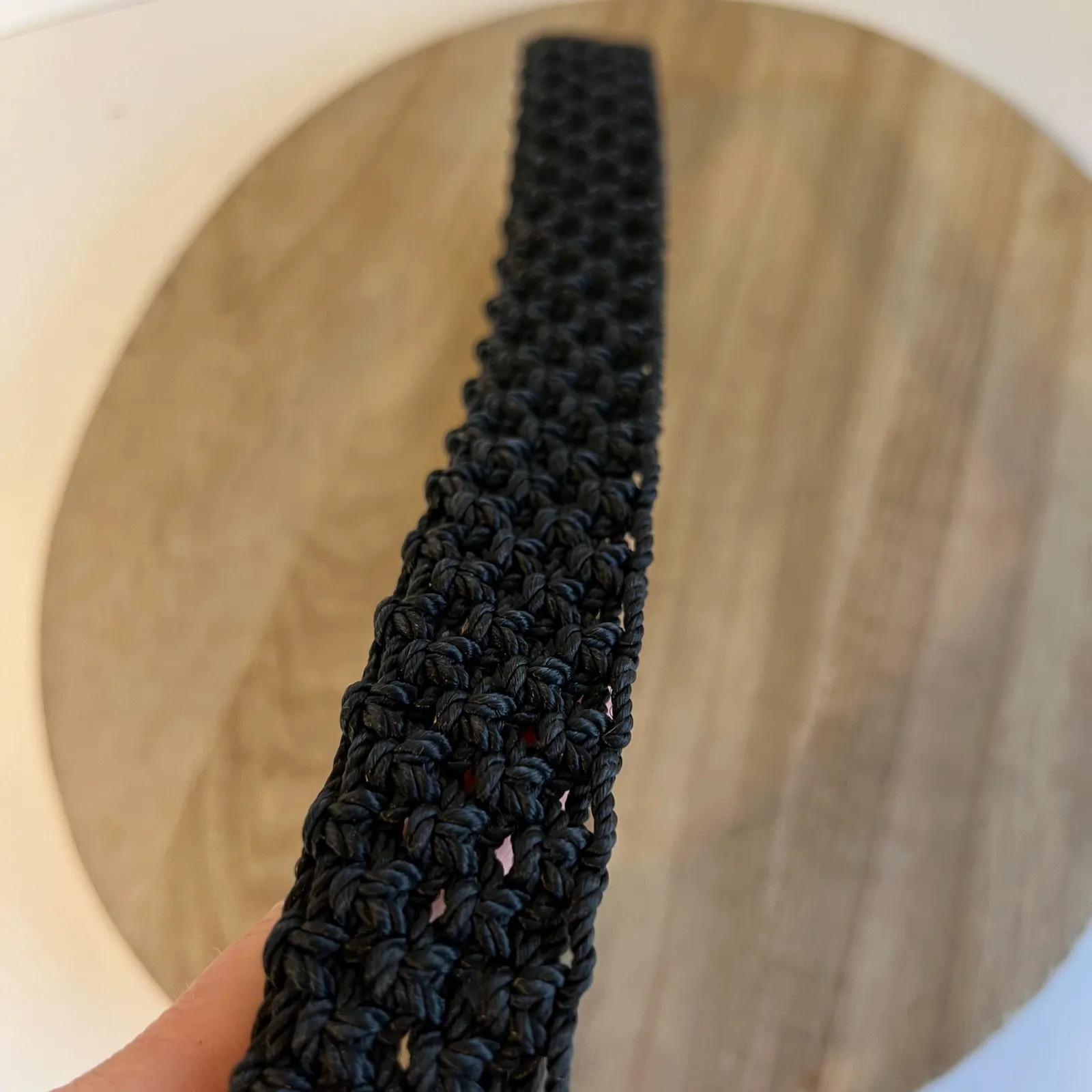 Vintage 90s Western Black Woven Weaved Free Size Chunky Buckle Belt Size Large - Image 4