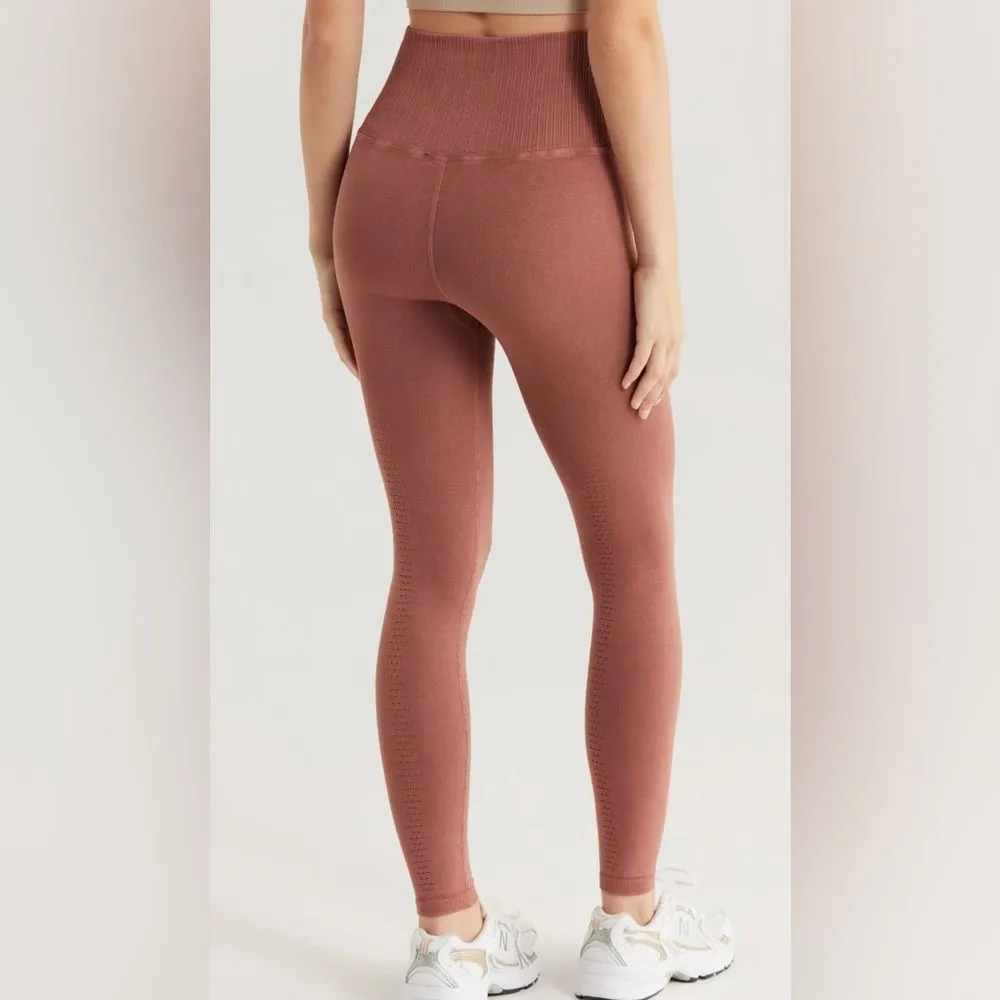 Free People Movement Good Karma Leggings M/L Chocolate Brown NWT Seamless Ribbed Size undefined - Image 2