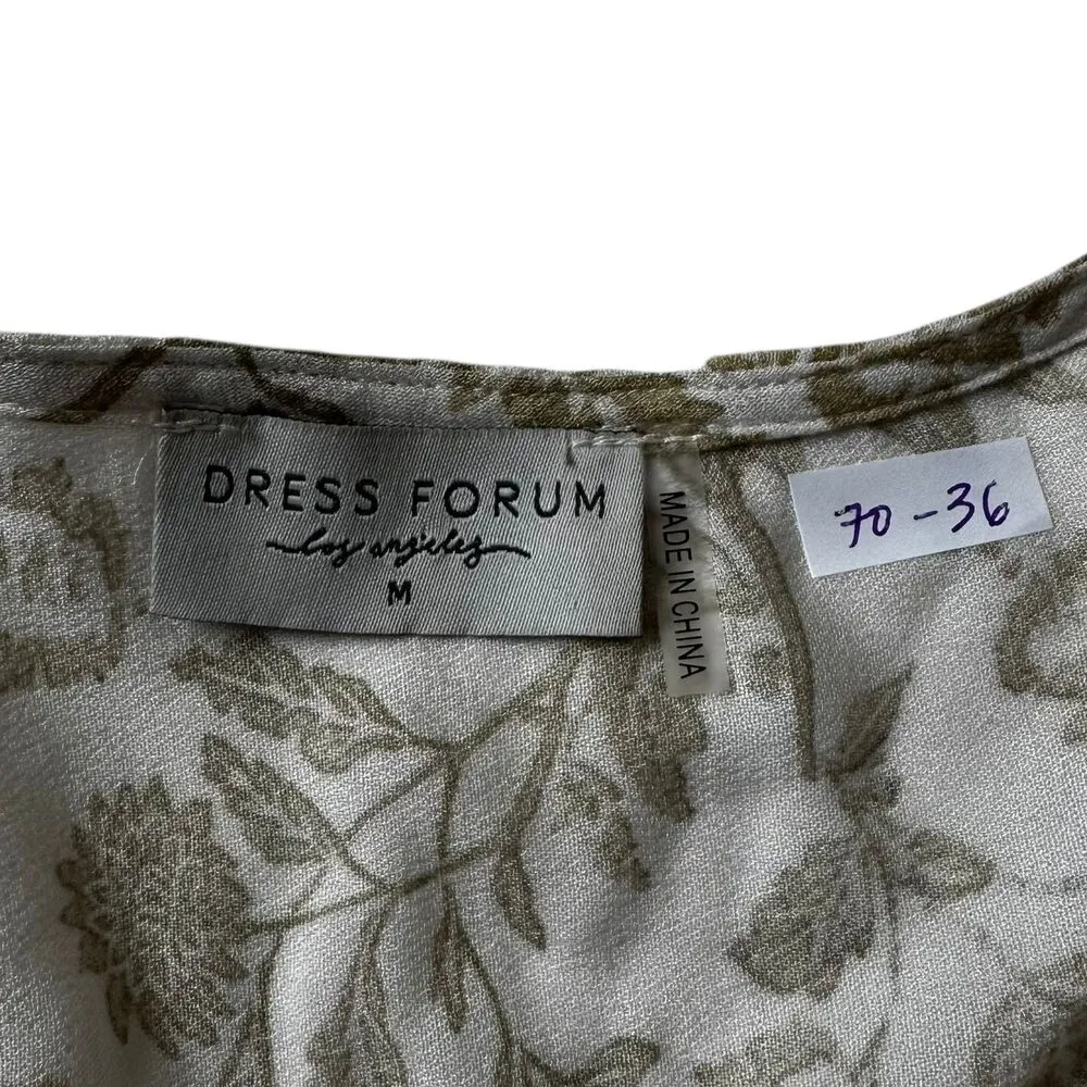 Dress Forum Green/Ivory Printed Bohemian Blouse Women Top Size Medium | 70-36 - Image 3