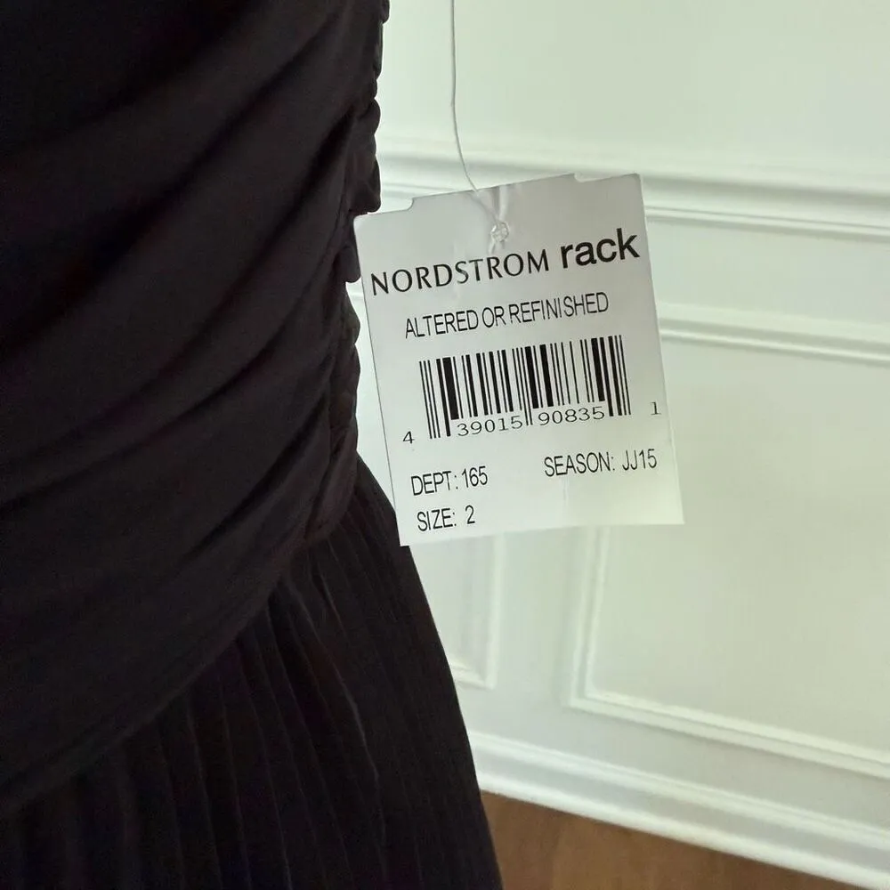 NWT Theia Strapless Accordion Pleat Embellished Dress Black $1300 2 - Image 5