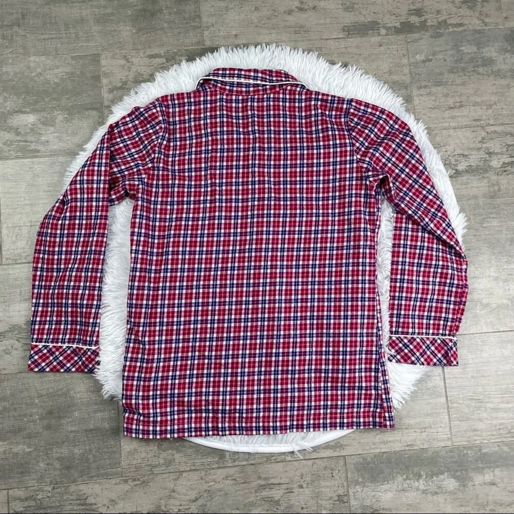 Victoria's Secret Flannel Pajama Top Metallic Thread Long Sleeve Women's Small - Image 9
