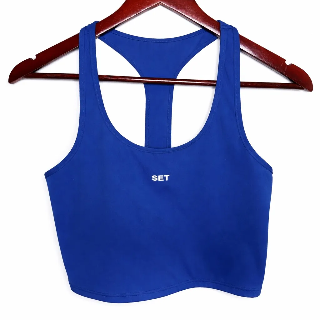 Set Active Sportbody Racerback Sports Bra Women’s Medium Blue Cropped Activewear - Image 2