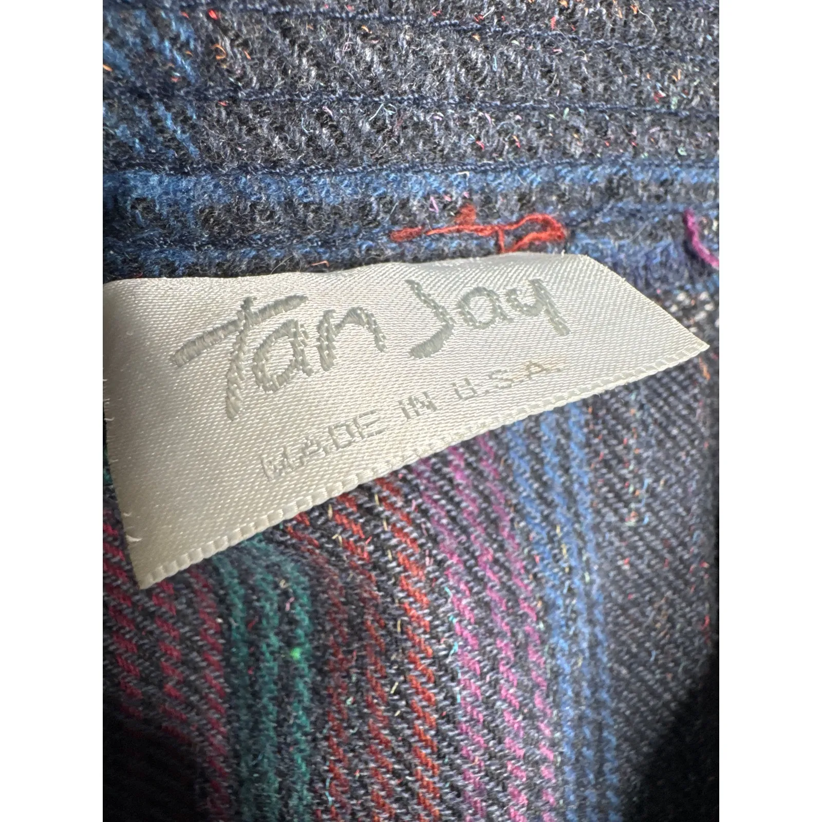 1980s Tan Jay Plaid Wool Midi Skirt Made in USA Preppy Large Gray - Image 11