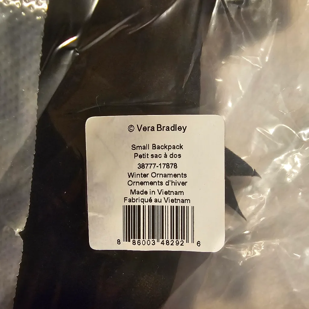 Vera Bradley Winter Ornaments Velvet Backpack - Image 4