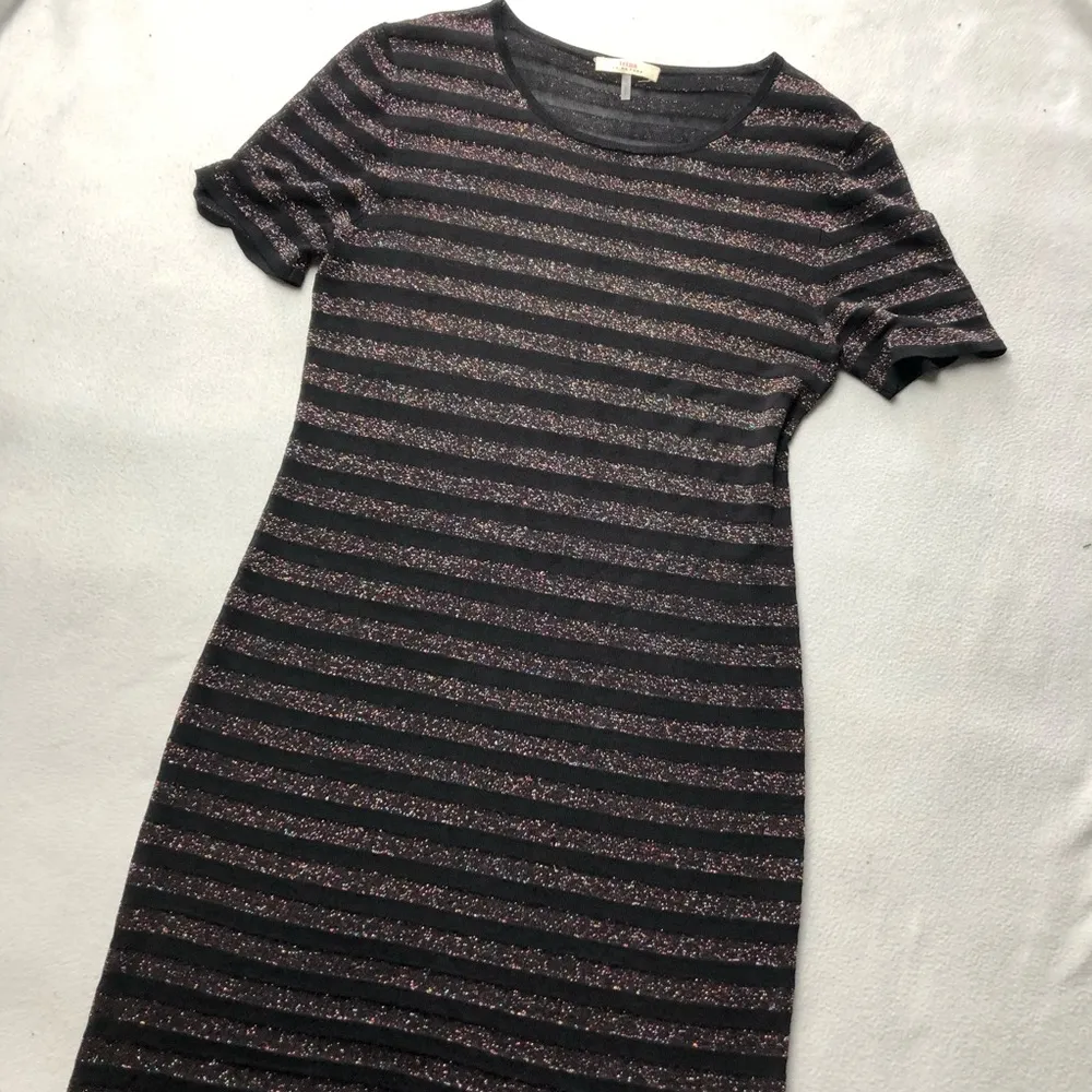 Trina Turk Metallic Striped Sheer Mini Shirt Dress - Image 3