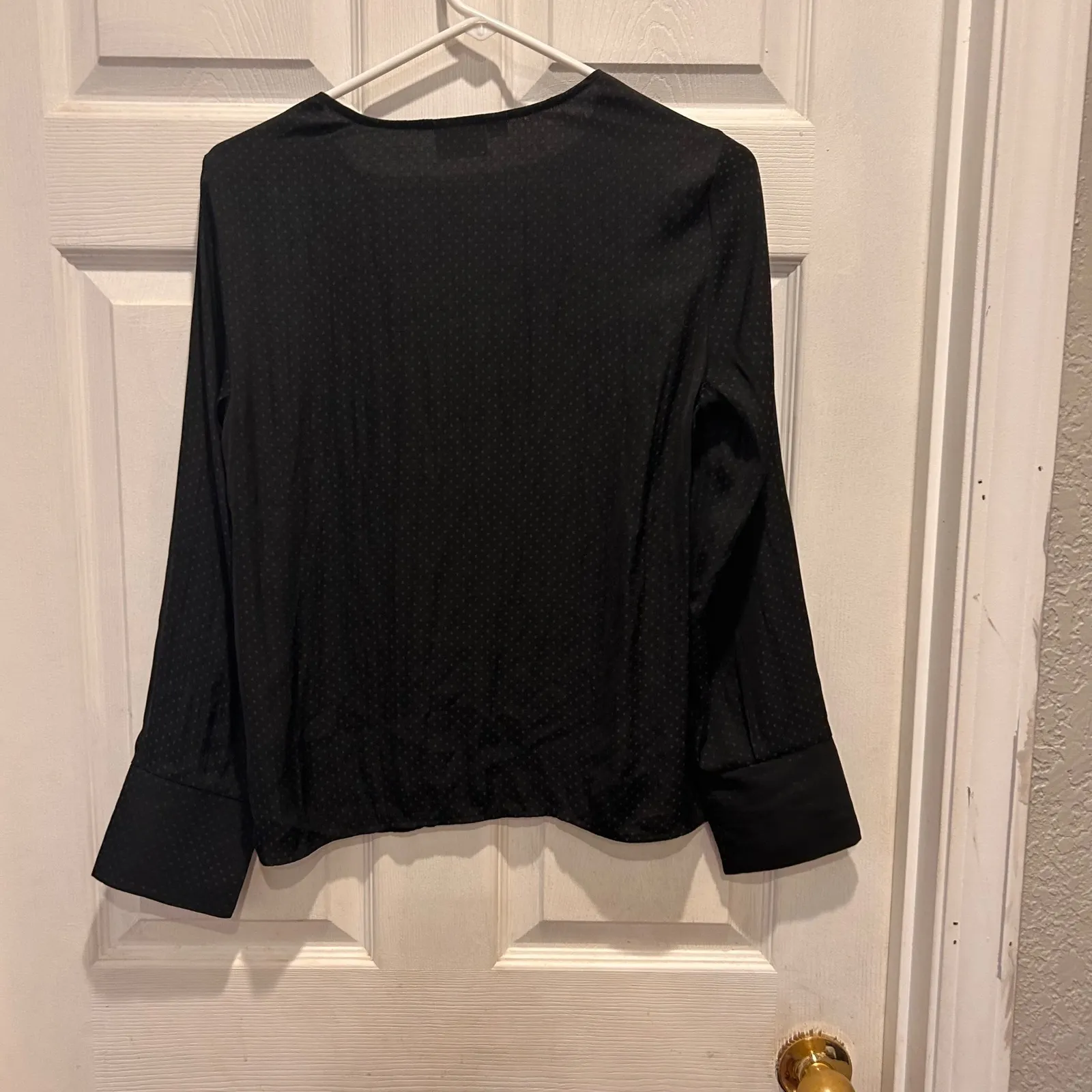 AWARE by Vero Moda Womens Black‎ Long Sleeve Blouse Top Polka Dot Medium Black - Image 4