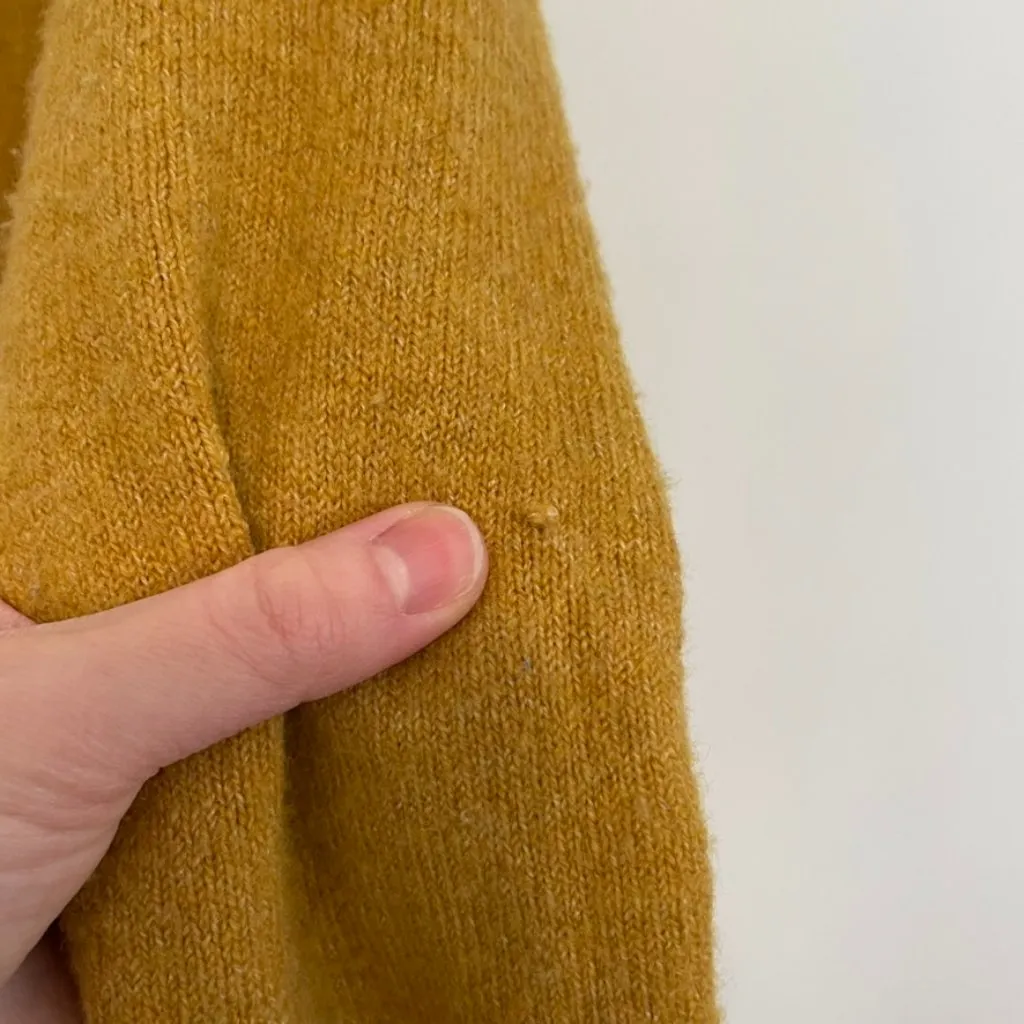 MADEWELL Westgate V-Neck Sweater Mustard Yellow Pleated Pleat Cropped Crop WOOL - Image 11