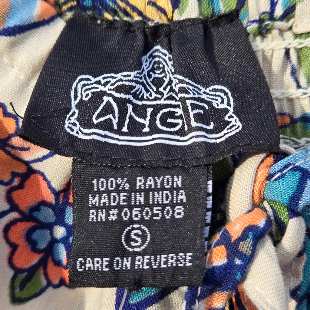 Angie Floral Maxi Tiered Dress in Blue and Cream S - Image 3