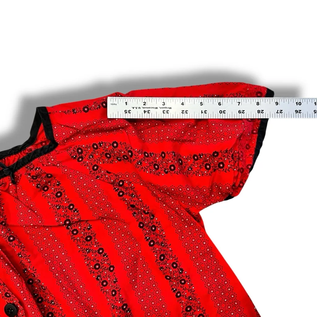 Vtg MuMu Style House Coat Cottage Core Floral Button Up Tunic Dress 80s Sz M A-7 - Image 5