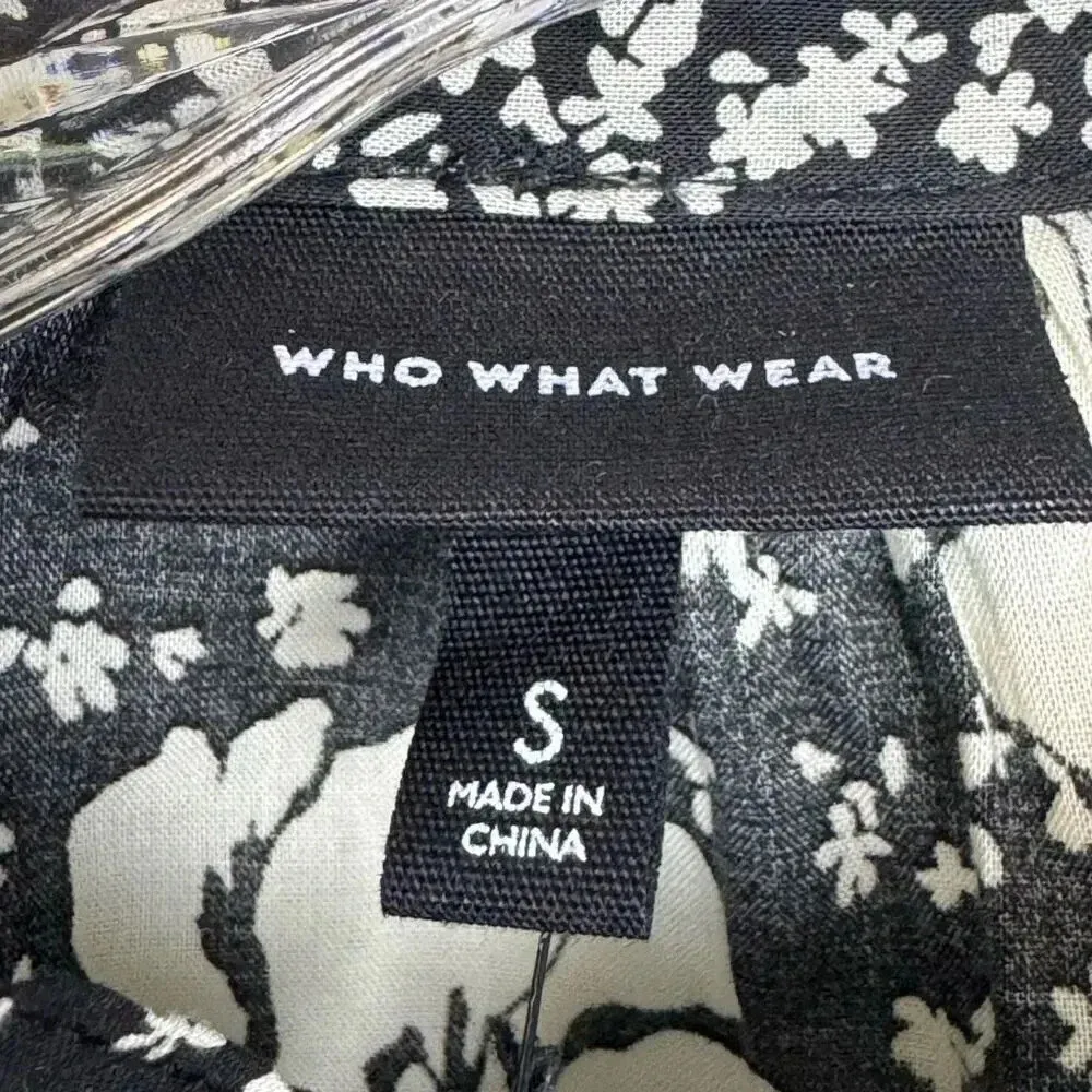 Who What Wear Floral Novelty Long Sleeve Button Down Shirt S Ruffle Collar NWT - Image 7