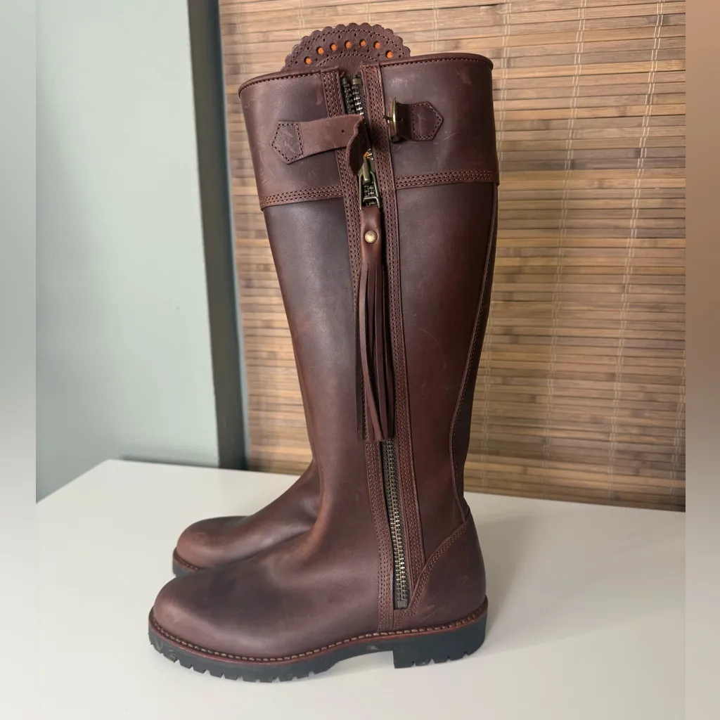 Penelope Chilvers Long Tassel Leather Boots in Conker Brown Size 6.5 - Image 7