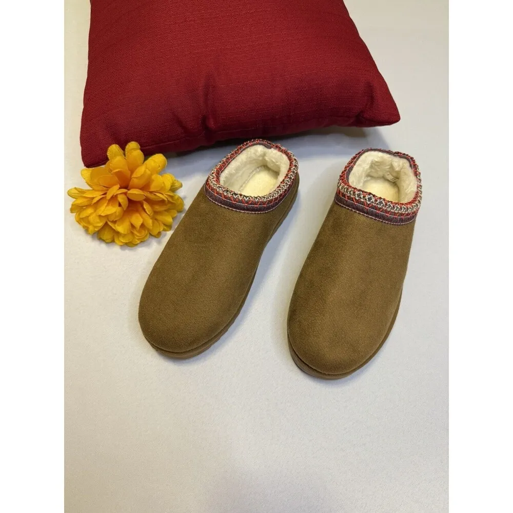 SALE… Slip-On Tan/Red Rope Clog Slippers, Warm Closed Toe. Size 40 or 8-8.5 - Image 6