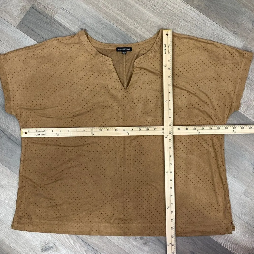 Lane‎ Bryant Perforated Microfiber V Neck Short Sleeve Shirt Tan 18 20 - Image 10