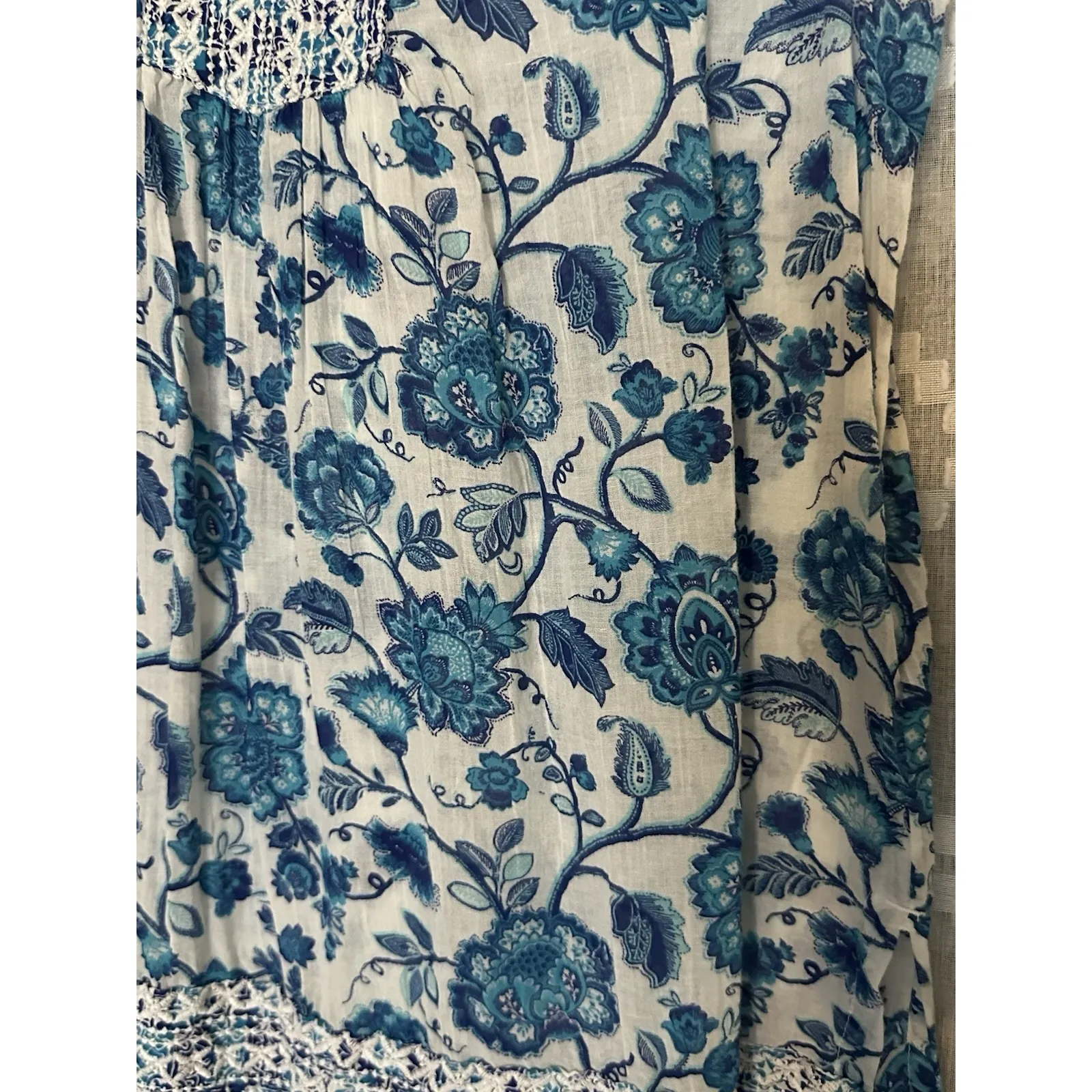 Vtg Sigrid‎ Olsen Womens S Blue Floral Print Blouse with Embroidery - Image 2