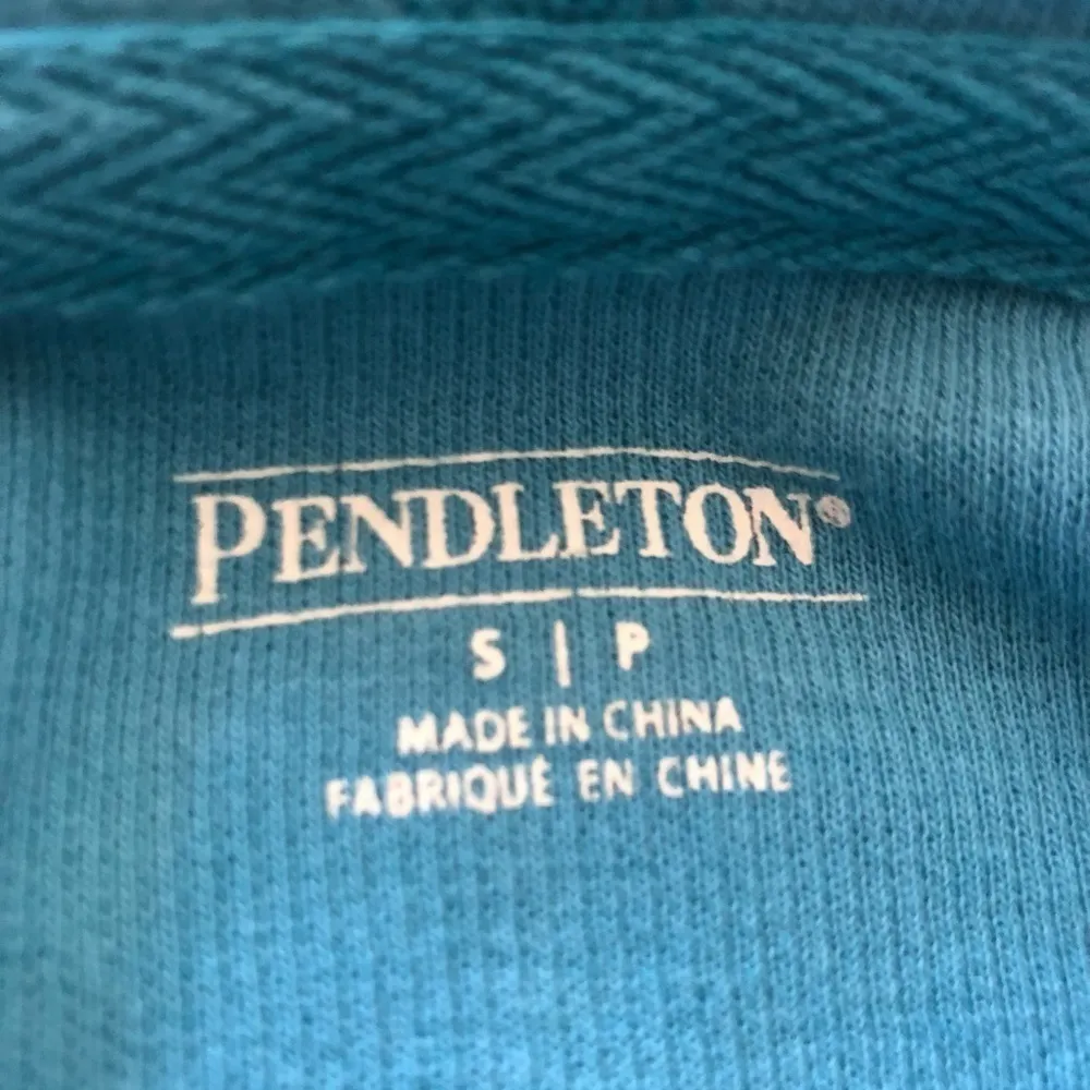 Pendleton Full Zip Cardigan Hoodie Sweater Sz. S Teal Cinched Waist Pockets - Image 4