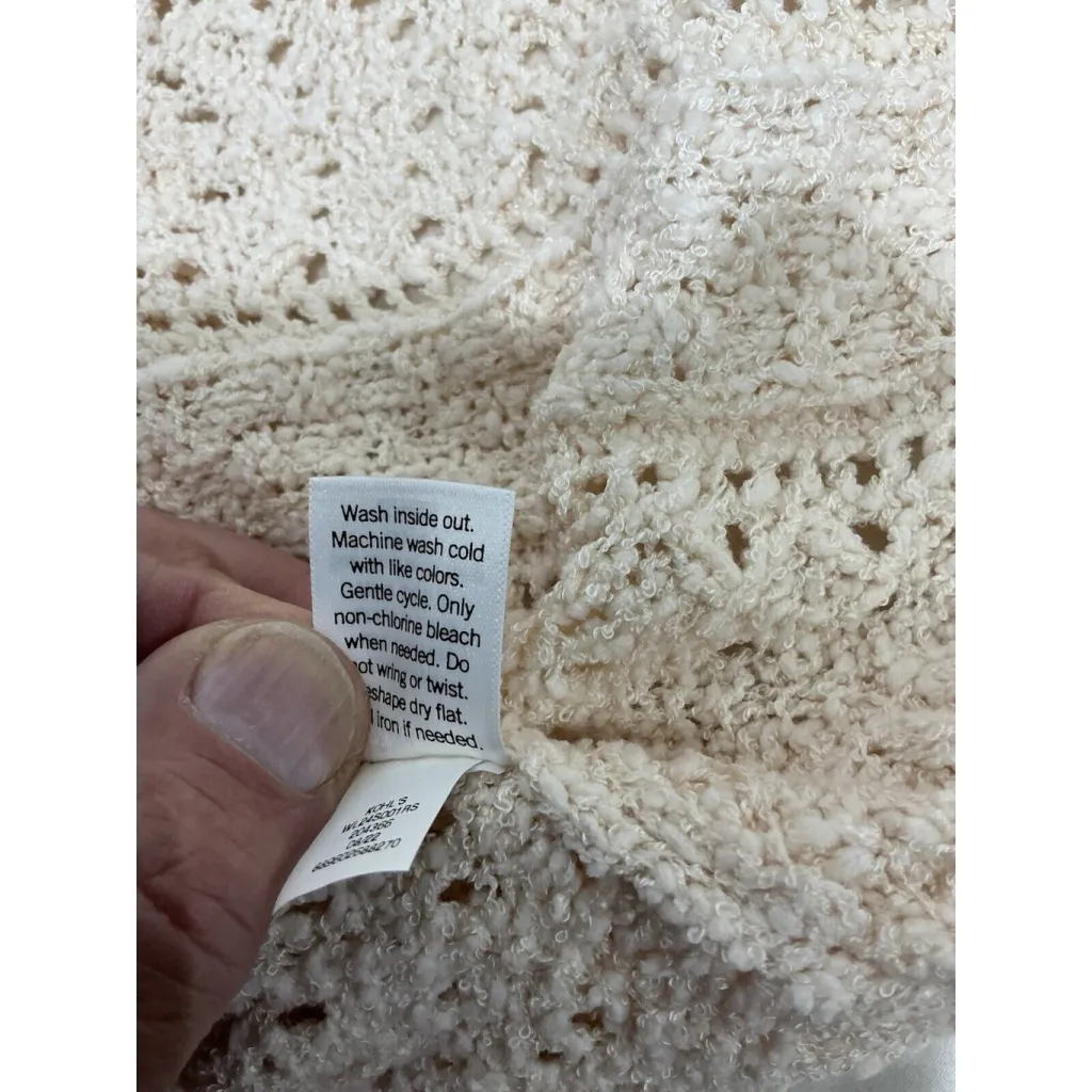 Womans Lauren Conrad Medium Peach Button Up Knit Short Sleeve Cardigan Sweater - Image 5