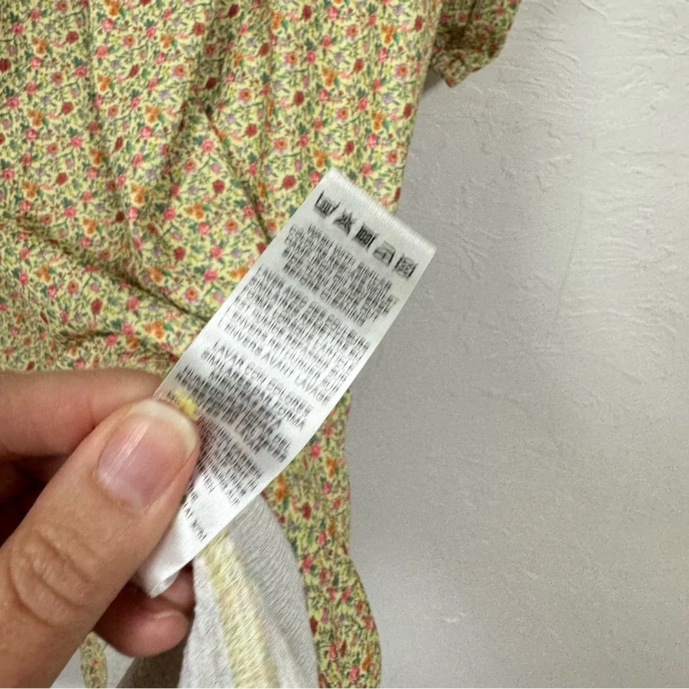 ASOS Yellow Ditsy Floral Midi Dress Womens 10 Long Sleeve Prairie Cottage Core - Image 9