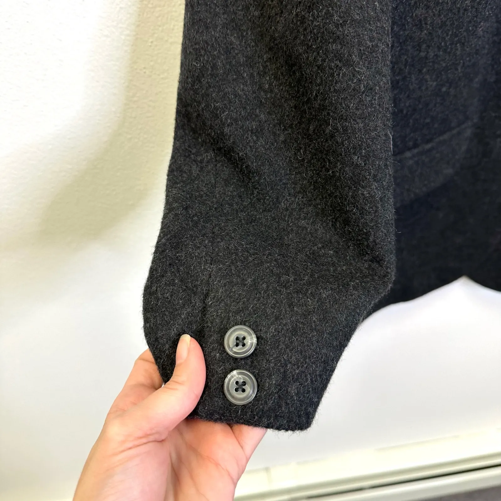 Vintage Eddie Bauer Wool Blend Two-Button Blazer‎ Charcoal Size MP - Image 4