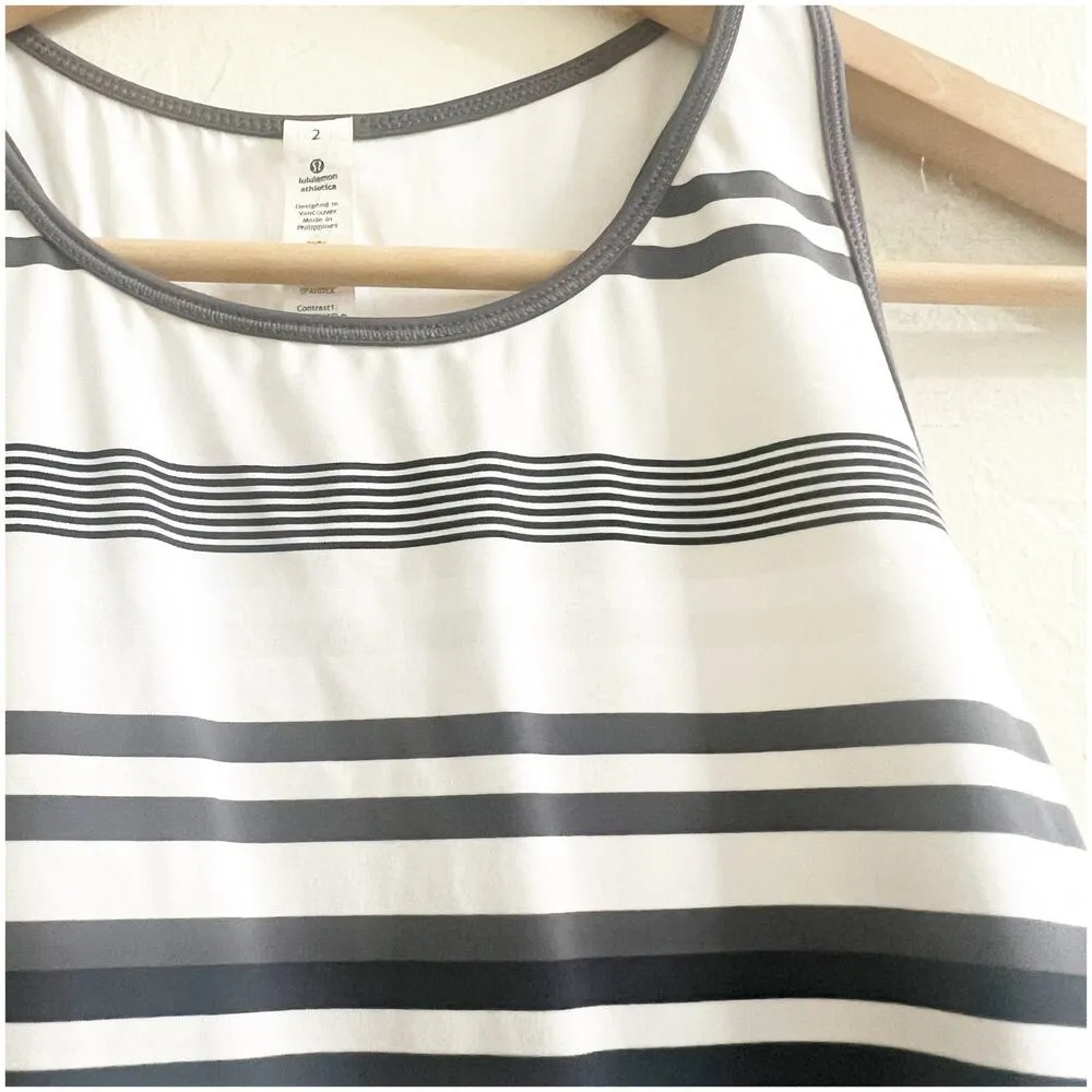Lululemon Blissed Out Tank Dress Size 2 Striped White Gray Tennis Pickleball - Image 11