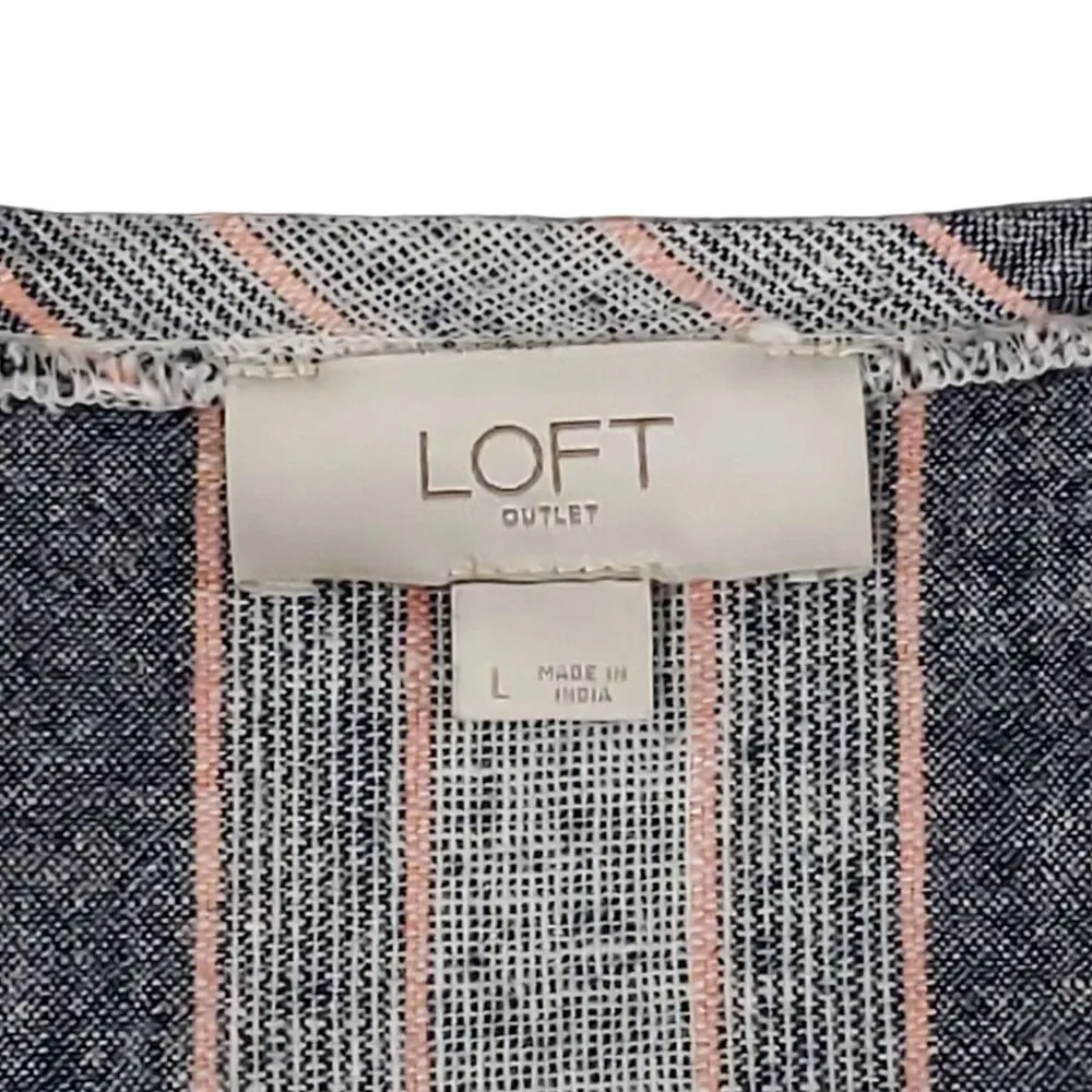 LOFT Womens Cotton V-Neck Knee Length Dress Large - Image 4