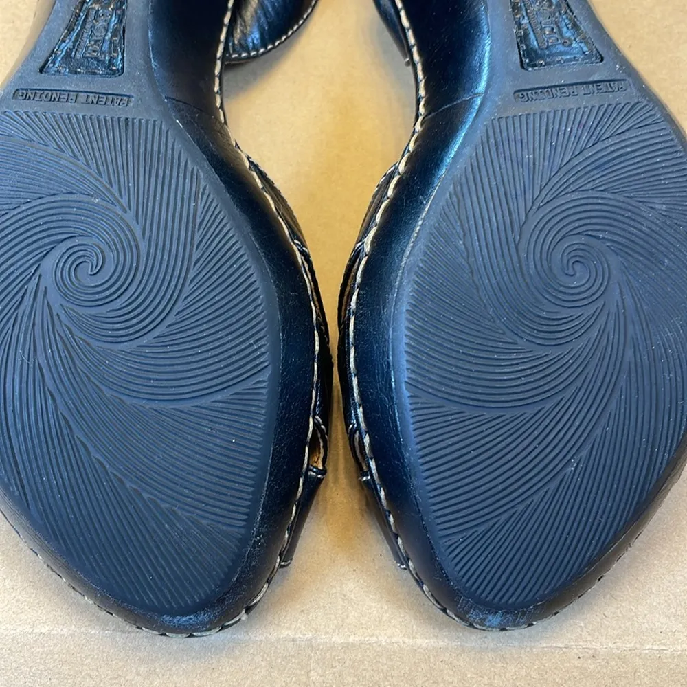 Women's Born Black Leather Kitten Heel 3 Slingback Open Toe Sandals Heels Size 7 - Image 7