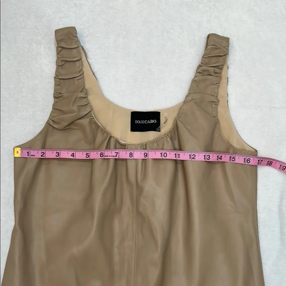 Dolce Cabo Tan Ruched Tank Top Faux Leather - Image 9