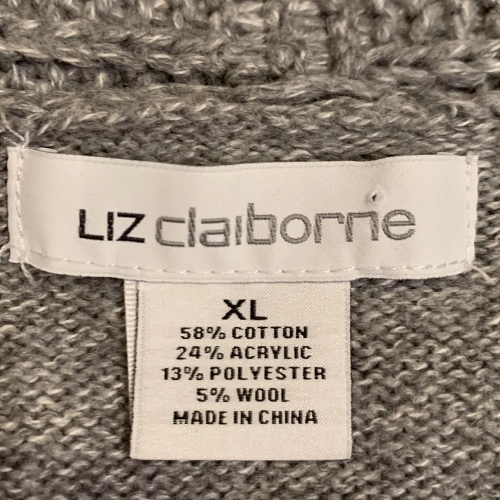 Liz Claiborne open front cardigan sweater cable detail XL - Image 4