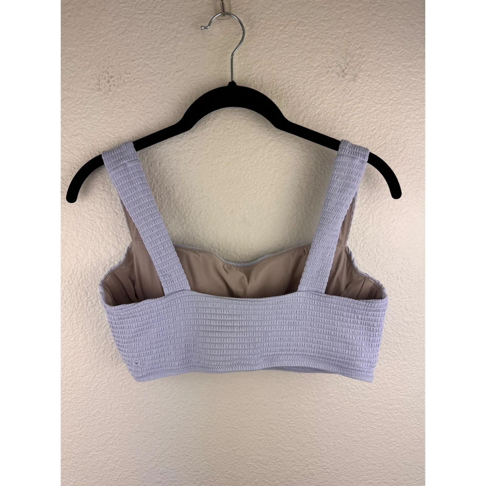 Lululemon Smocked Textured‎ Swim Top Womens Lavender Purple Square Neck Size 8 - Image 2