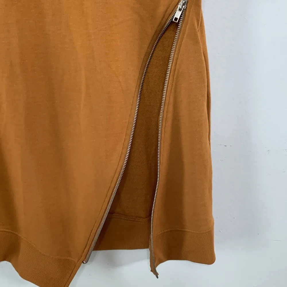 HYFVE Camel Asymmetrical Side Zipper Short Sleeve Mini Dress W/ Pockets Size M - Image 7