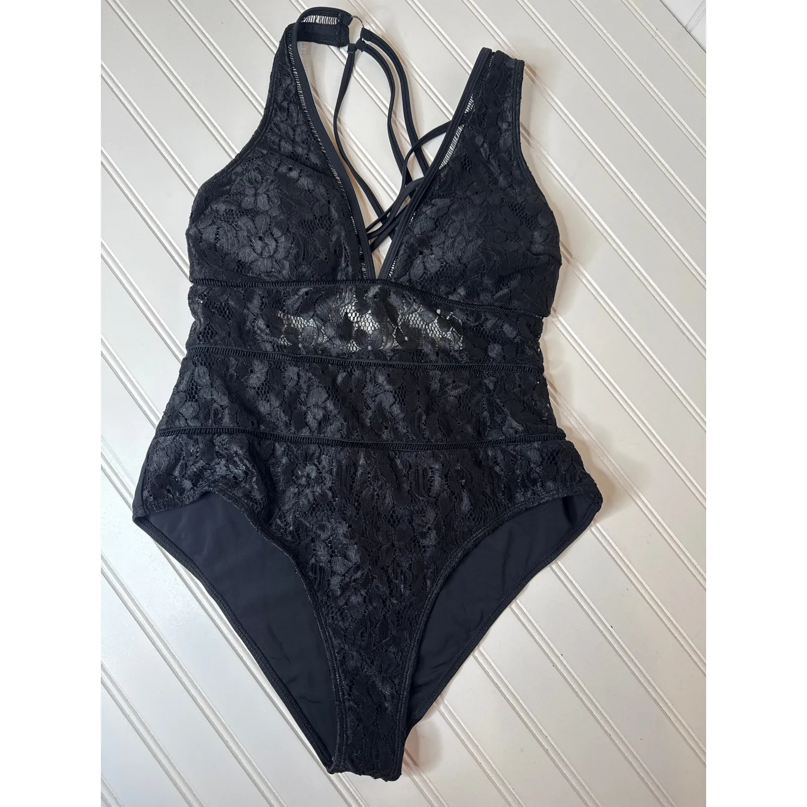 NWT Cupshe One Piece Swimsuits -Lace Unveiled & Black Mesh 1-PC Swim Bundle Sz L - Image 7