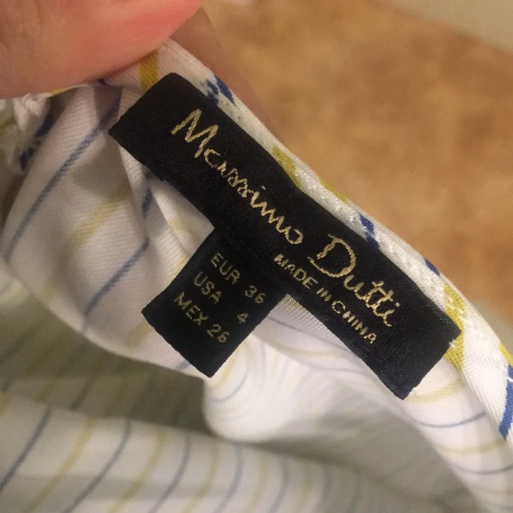 Women’s  Striped Blouse, Size 4, blue yellow white, bell sleeves - Image 8