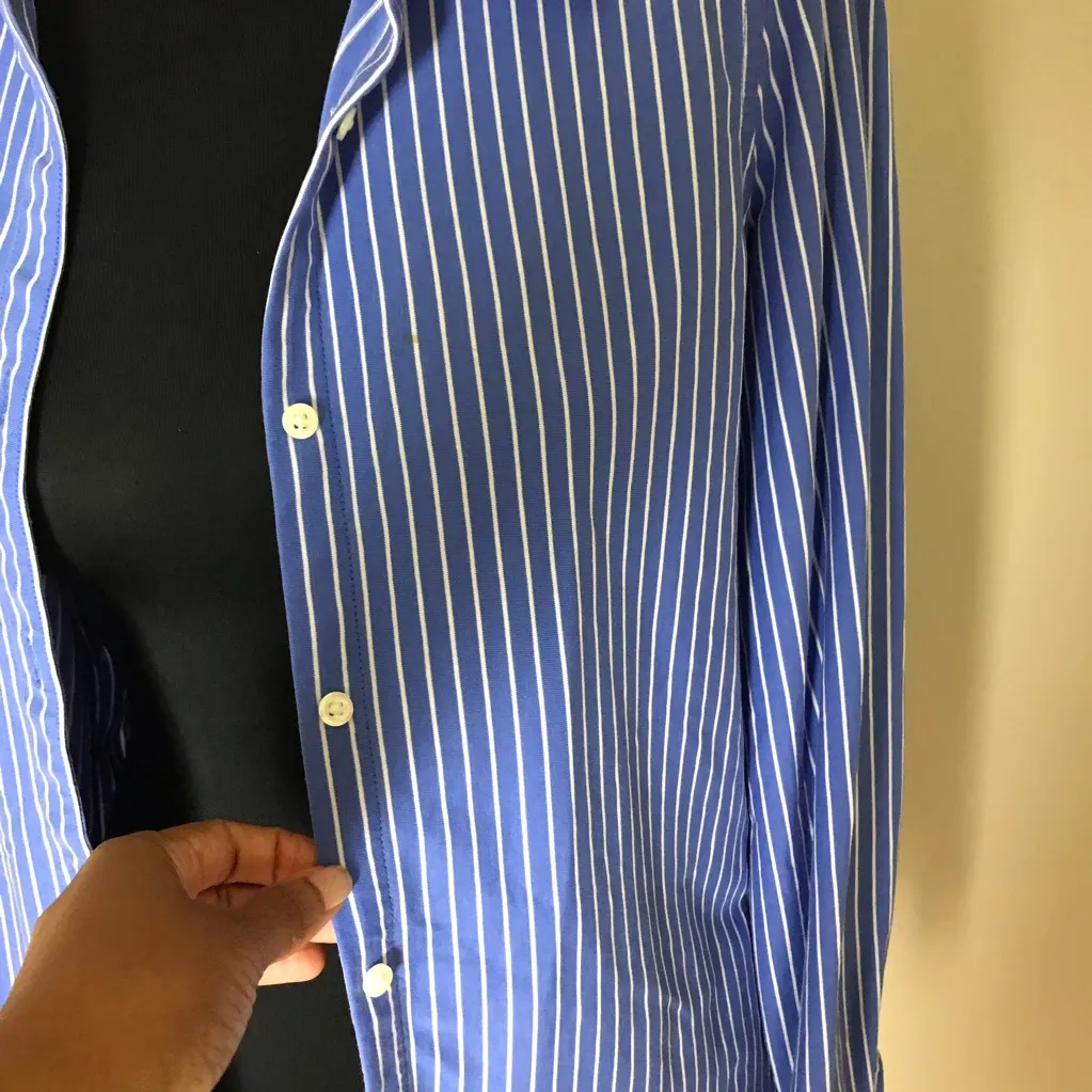 LL Bean Blue and White Striped Button - Image 3