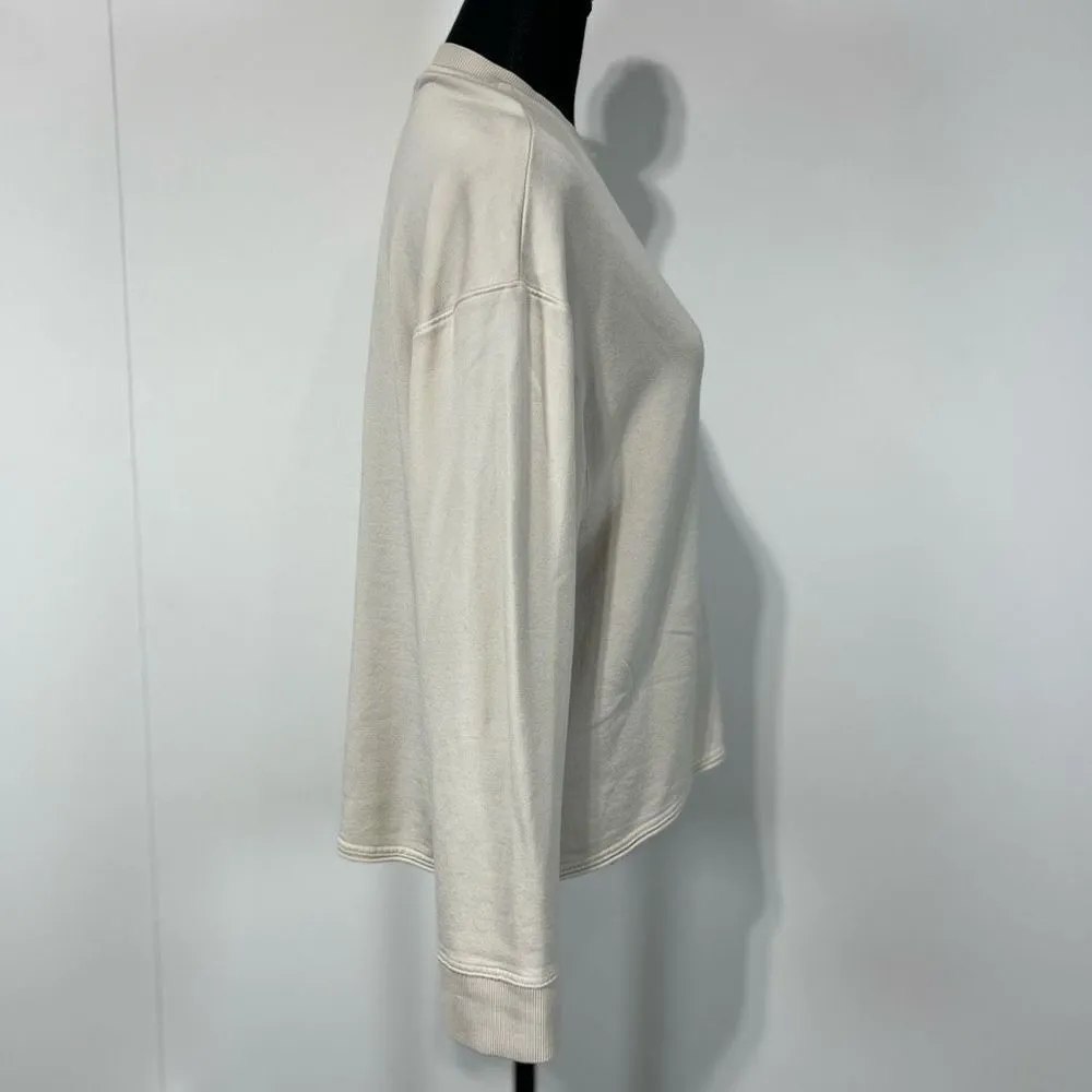 Nike Yoga Luxe Fleece Crew Long Sleeve Top Women’s Sz S Modal Tan Oversized - Image 3