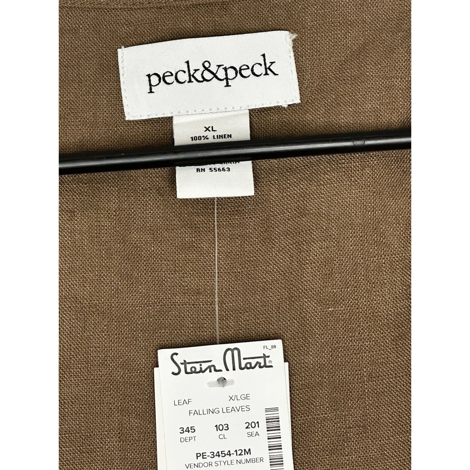 Peck & Peck Linen Cardigan‎ XL embroidered brown Brown Duster open front Hi Lo - Image 5