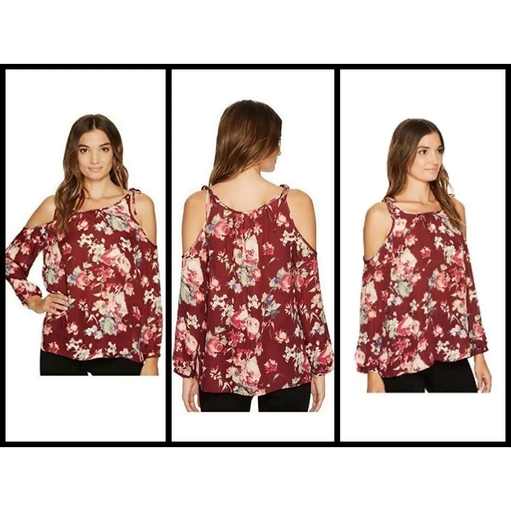 💕JOIE💕 100% Silk Floral Cold Shoulder Blouse - Image 6