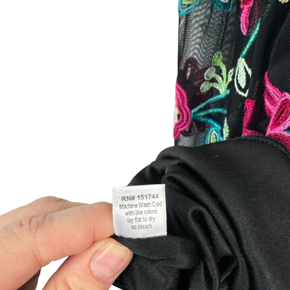 ROSIE & CLAIRE Plus Size 3X Embroidered Mesh Layered‎ Floral Maxi Dress Mariachi Black - Image 10