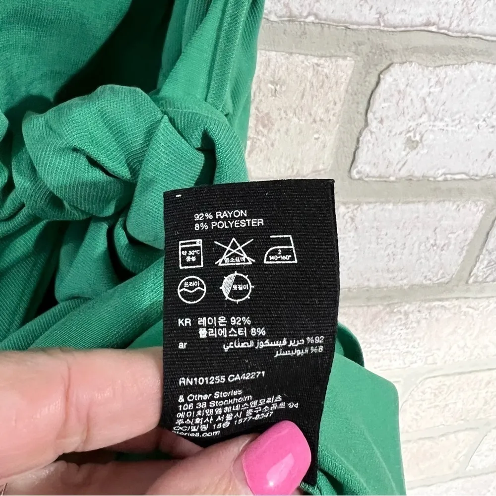 Paris Atelier & Other Stories Short Sleeve Green Wrap Dress Size 8 US - Image 11