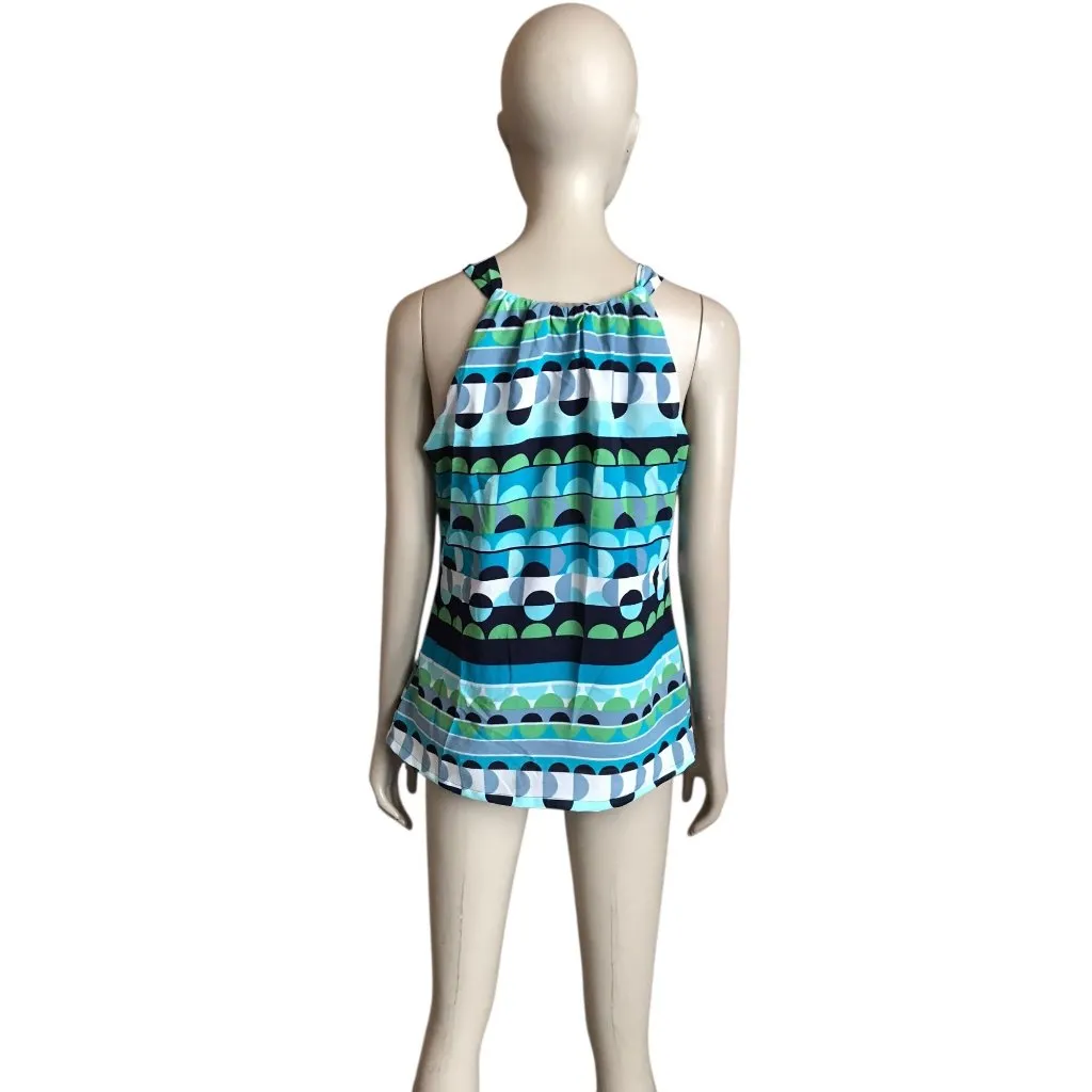 Banana Republic Blue, Green and White Patterned Tank Top - Image 4